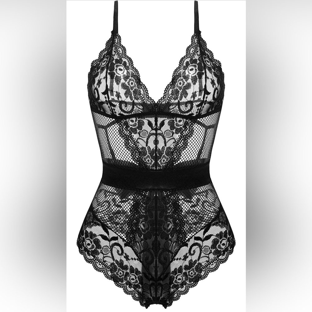 Women Sexy Lingerie One Piece Lace Halter Teddy Babydoll Bodysuit